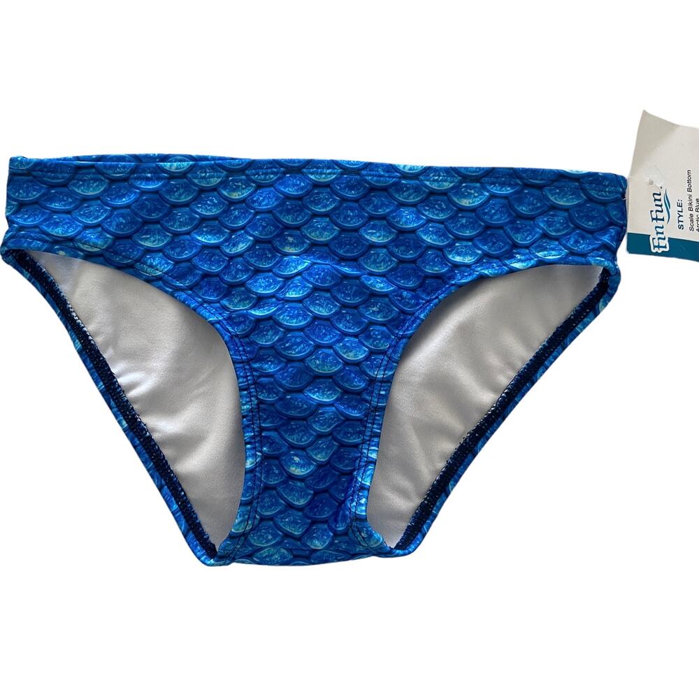 Fin Fun Girls Artic Blue Teal Bikini Bottom Size M